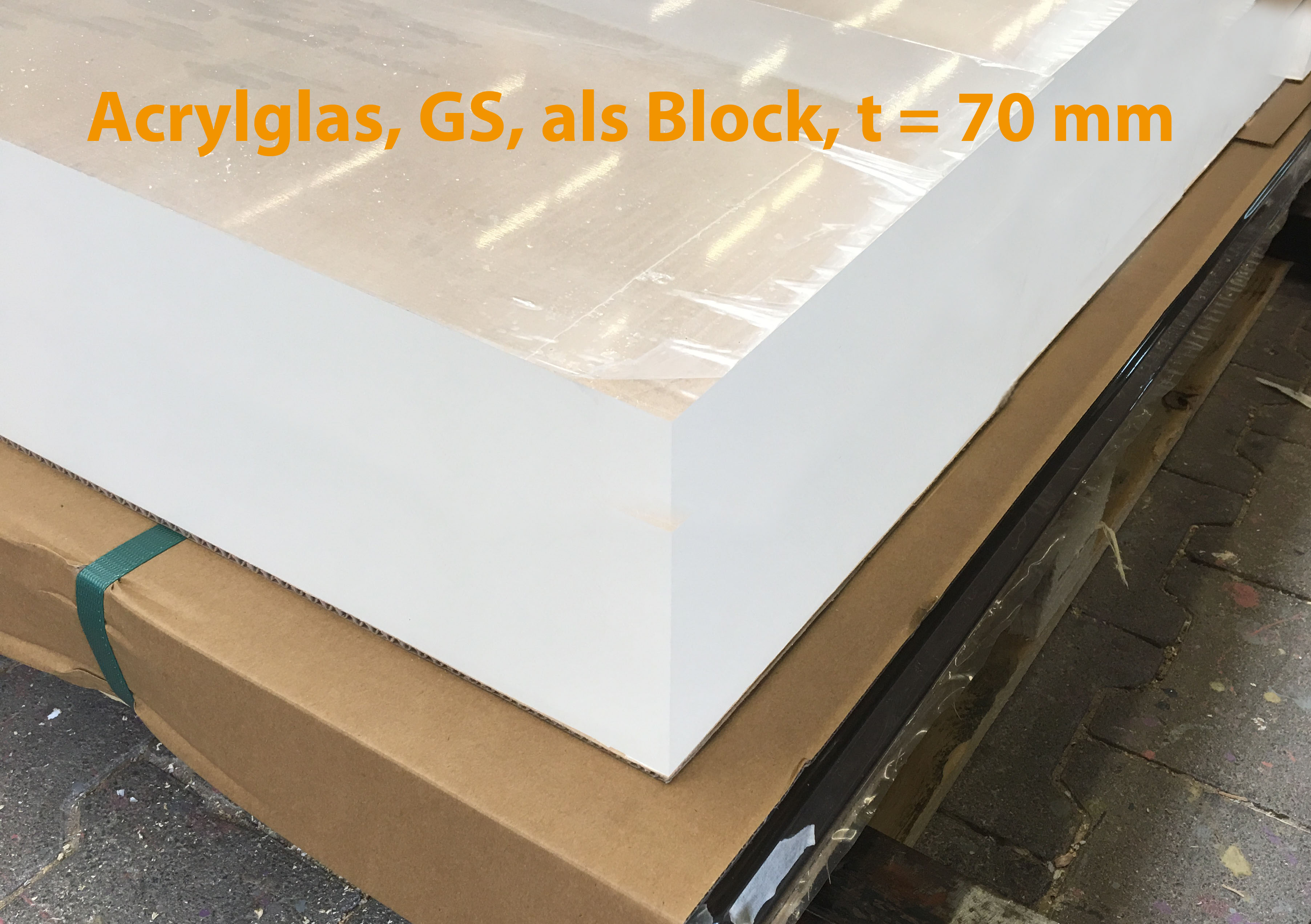 Acrylglasblock, PMMA, GS, farblos, t = 70 mm