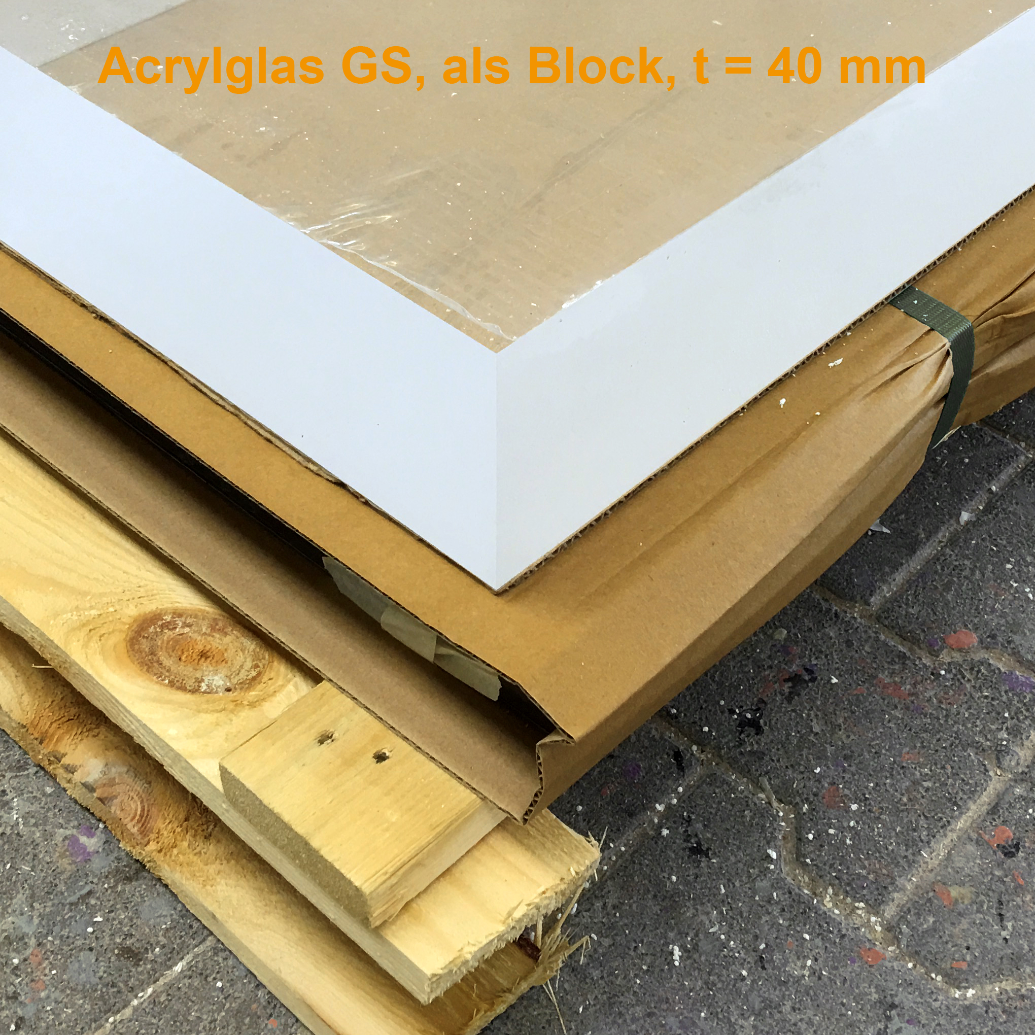 Acrylglas 2000 x 1200 x 40 mm, Acrylglasblock, GS, farblos