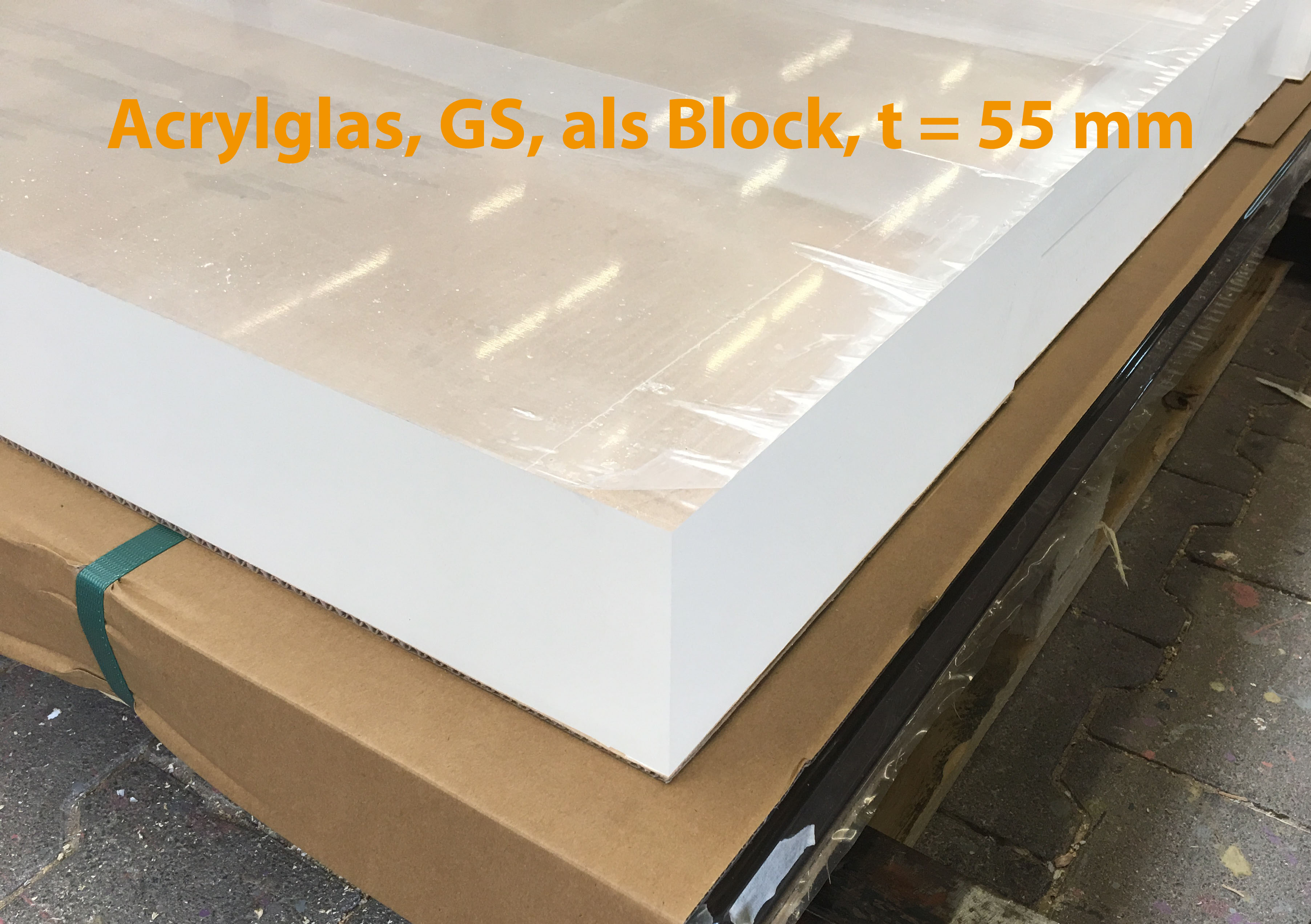 Acrylglasblock, PMMA, GS, farblos, t = 55 mm