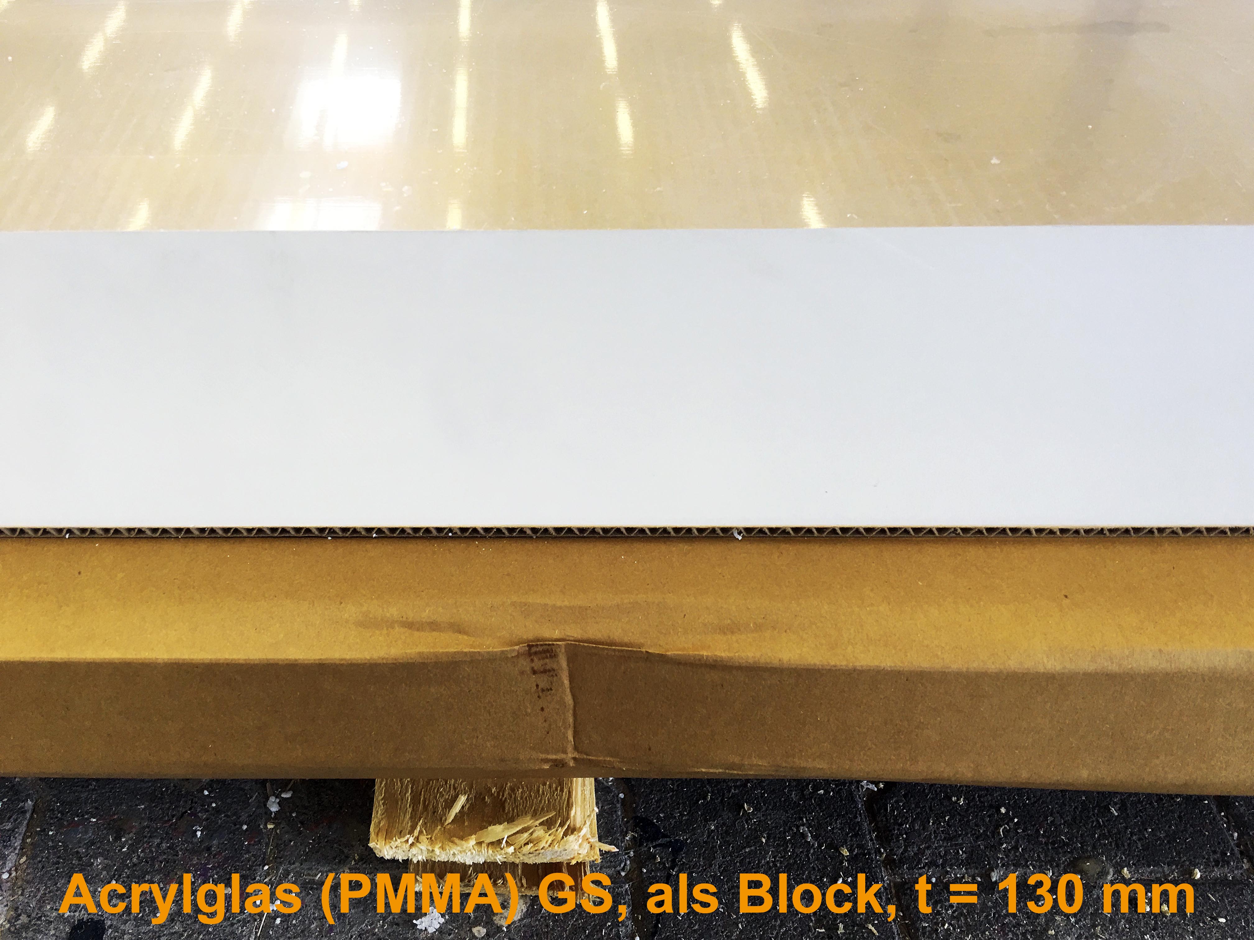 Acrylglas 2000 x 1200 x 130 mm, Block, GS farblos, PMMA