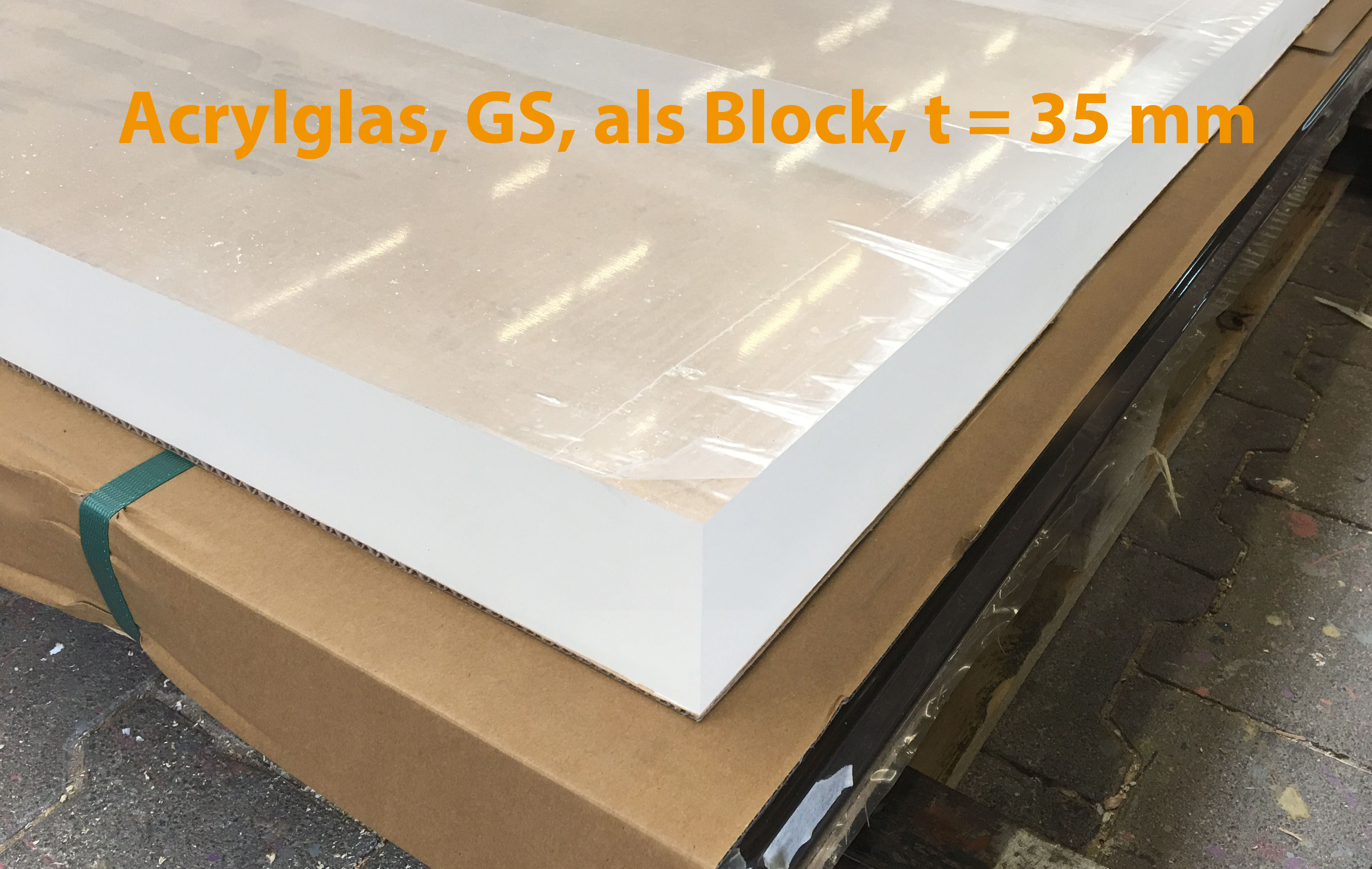 Acrylglasblock, PMMA, GS, farblos, t = 35 mm